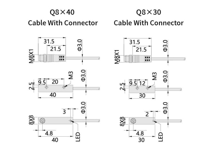 Bedook Inductive Proximity Sensor Cube 2-3mm DC 3 Wire-Size-02