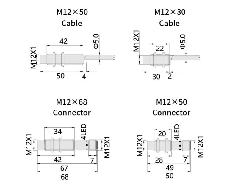 Bedook Inductive Proximity Sensor M12 DC 3 Wire-Size-02