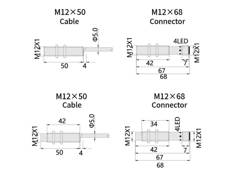 Bedook Inductive Proximity Sensor M12 DC 4 Wire-Size-01
