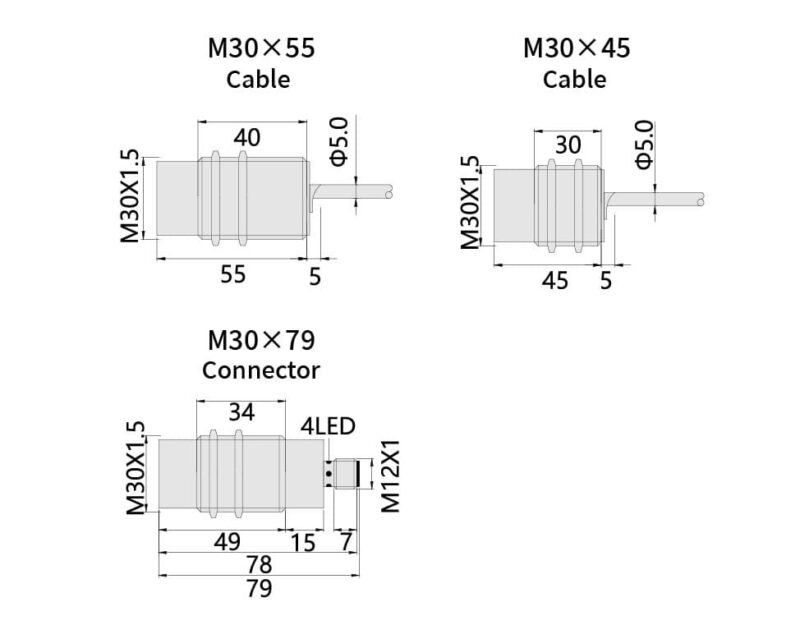 Bedook Inductive Proximity Sensor M30 ACDC 2 Wire-Size-02