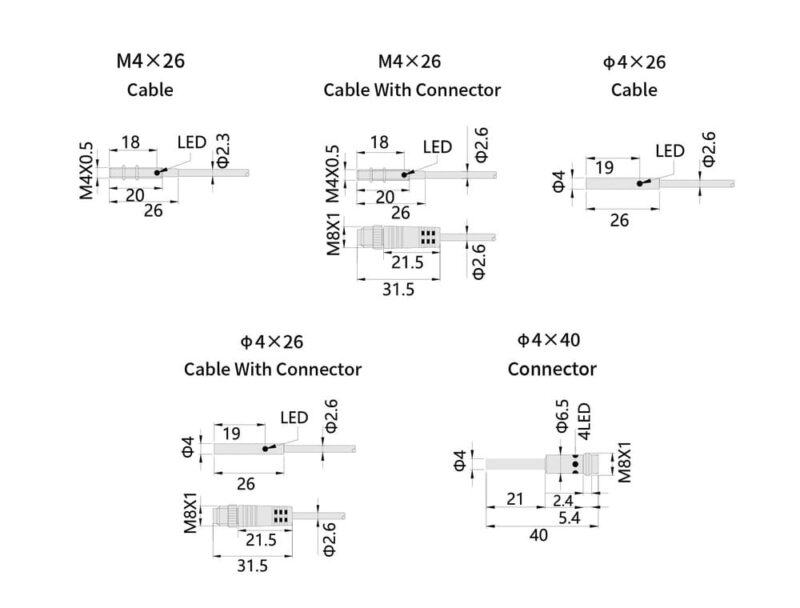 Bedook Inductive Proximity Sensor M4 DC 3 Wire-Size