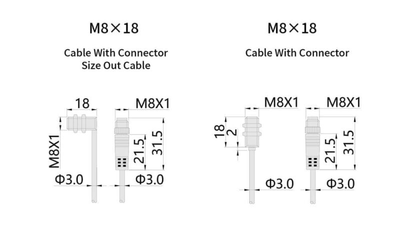 Bedook Inductive Proximity Sensor M8 DC 3 Wire-Size-03