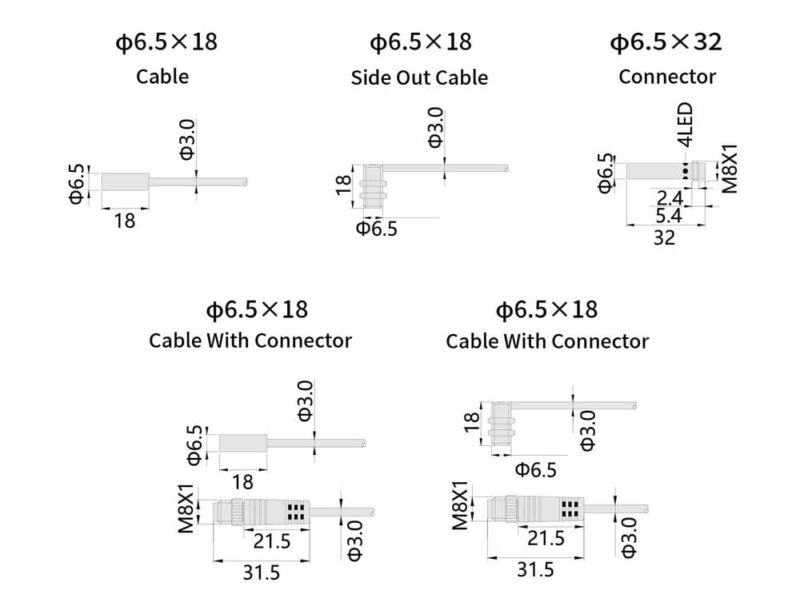 Bedook Inductive Proximity Sensor φ6.5 DC 3 Wire-Size-02