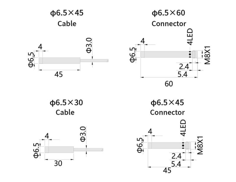 Bedook Inductive Proximity Sensor φ6.5 DC 3 Wire-Size-03