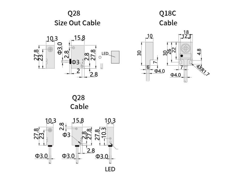 Bedook Inductive Proximity Sensor Cube 2-3-4-6mm DC 3 Wire-Size-01