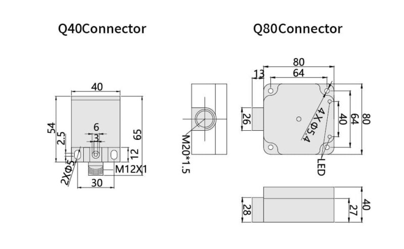 Bedook Inductive Proximity Sensor Cube 20-40-50mm DC 3 Wire-Size-01