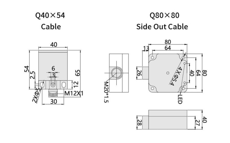 Bedook Inductive Proximity Sensor Cube 80×80 ACDC 2 Wire-size-01