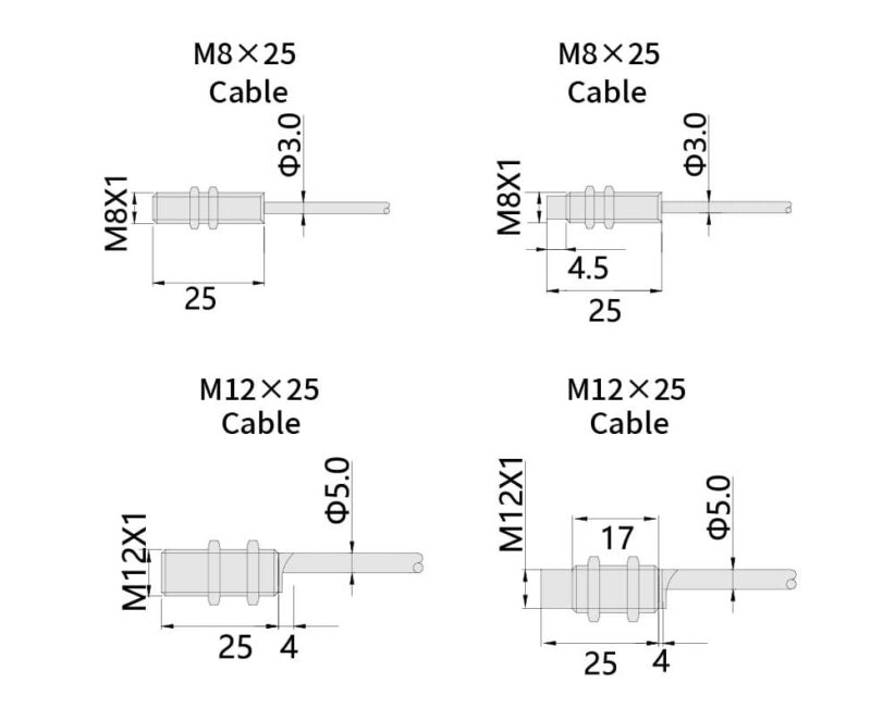 Bedook Inductive Proximity Sensor Ex M12 1-2-4mm DC 2 Wire-size-01