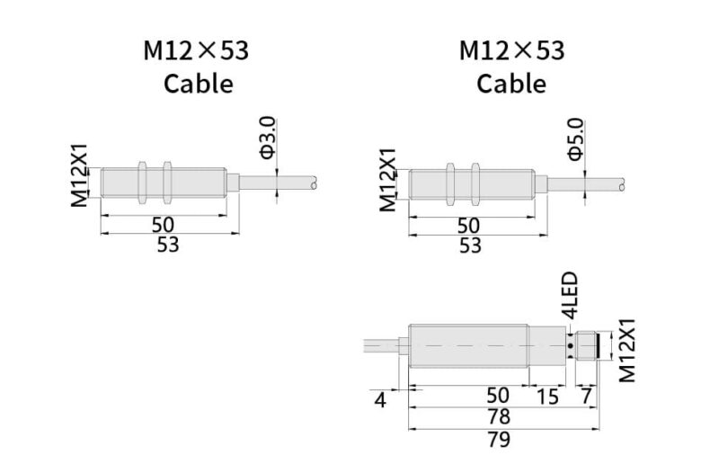 Bedook Inductive Proximity Sensor High temperature M12 3mm-Size-01