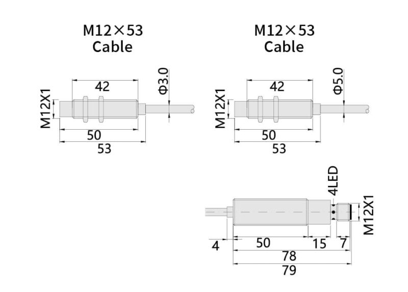 Bedook Inductive Proximity Sensor High temperature M12 4mm-Size-01