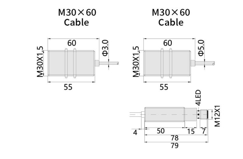 Bedook Inductive Proximity Sensor High temperature M30 10mm-Size-01