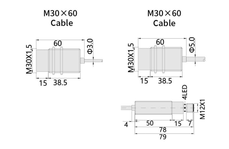 Bedook Inductive Proximity Sensor High temperature M30 15mm-Size-01