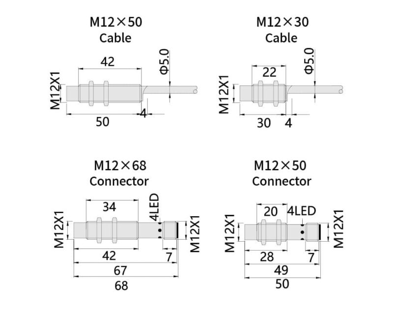 Bedook Inductive Proximity Sensor M12 DC 2 Wire-Size-02