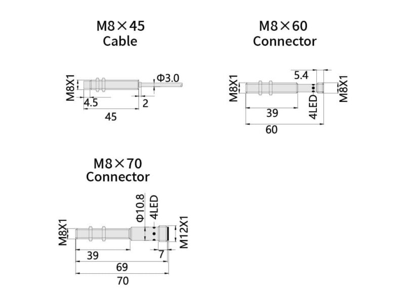 Bedook Inductive Proximity Sensor M8 DC 2 Wire-Size-02
