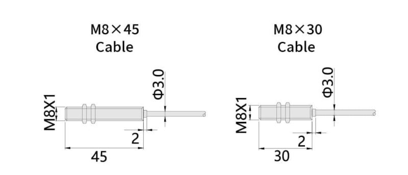 Bedook Inductive Proximity Sensor Metal Face M8 2mm DC 3 Wire-Size-01