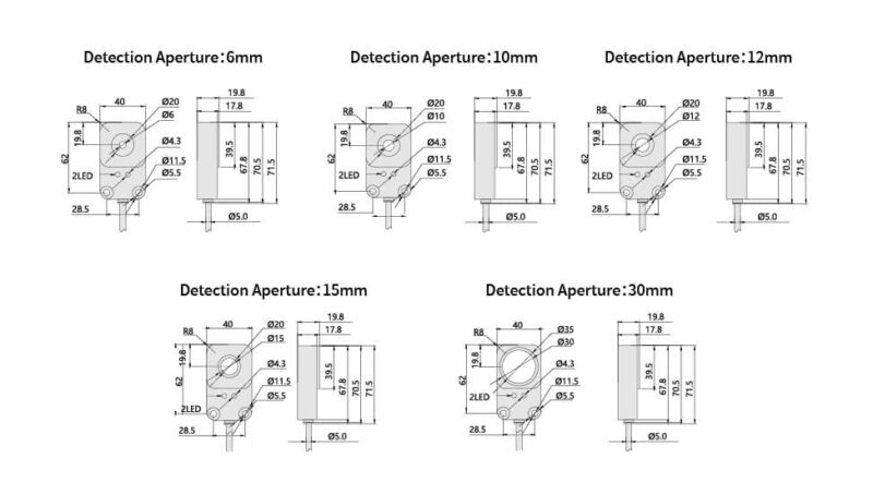 Bedook Inductive Proximity Sensor Ring 6-10-12-15-30mm-Size-01