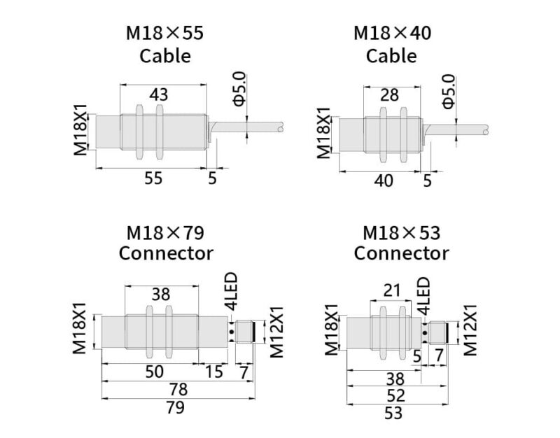 Bedook Inductive Proximity Sensor Wide Temperature M18 16mm-Size-01