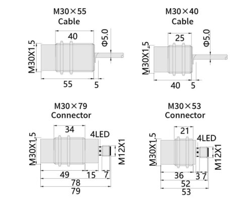 Inductive Proximity Sensor Wide Temperature M30 15mm | Bedook