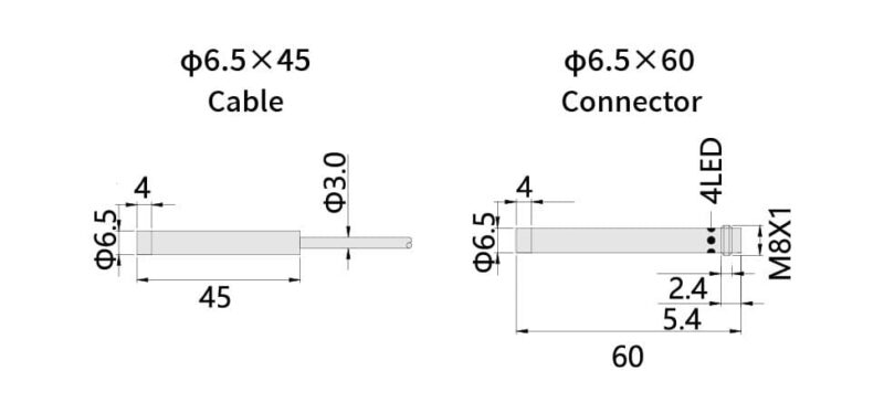 Bedook Inductive Proximity Sensor φ6.5 DC 2 Wire-Size-02