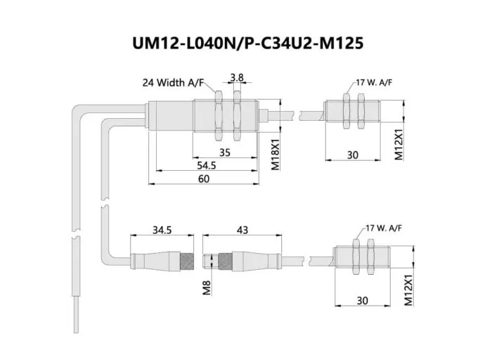 Bedook Ultrasonic Double Sheet Sensor UM12-001-Size
