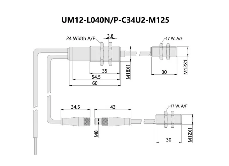 Bedook Ultrasonic Double Sheet Sensor UM12-001-Size