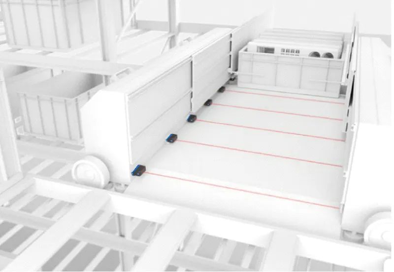 Sensors for Checking the Position of Containers on Shuttle Carts in the Logistics Industry