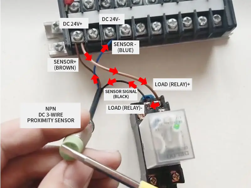 NPN proximity sensor connected relay