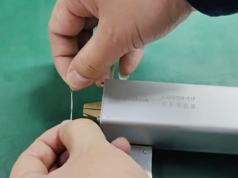 How to install two welding strips into the fixture of BEDOOK Solar Solder Ribbon Fusion Splicer