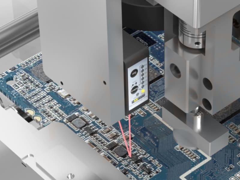 Bedook laser sensor for detecting chip welding in place